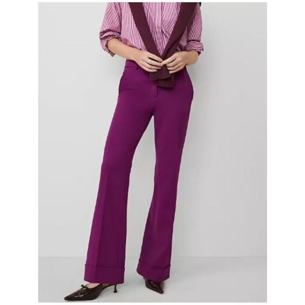 Ann Taylor Factory High Rise Cuffed Hem Tab Waist Trousers